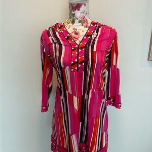BCBGMaxAzria Vibrant Pink and Red Patterned Mini Dress